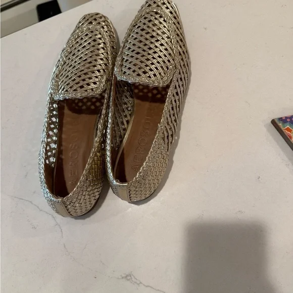 Aerosoles Nagle Gold Woven Loafers 10 - Picture 6 of 7